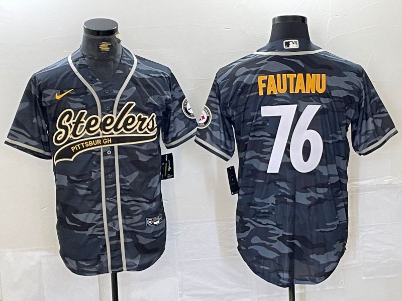 Men Pittsburgh Steelers #76 Fautanu Camo Joint Name 2024 Nike Limited NFL Jersey style 1->youth mlb jersey->Youth Jersey